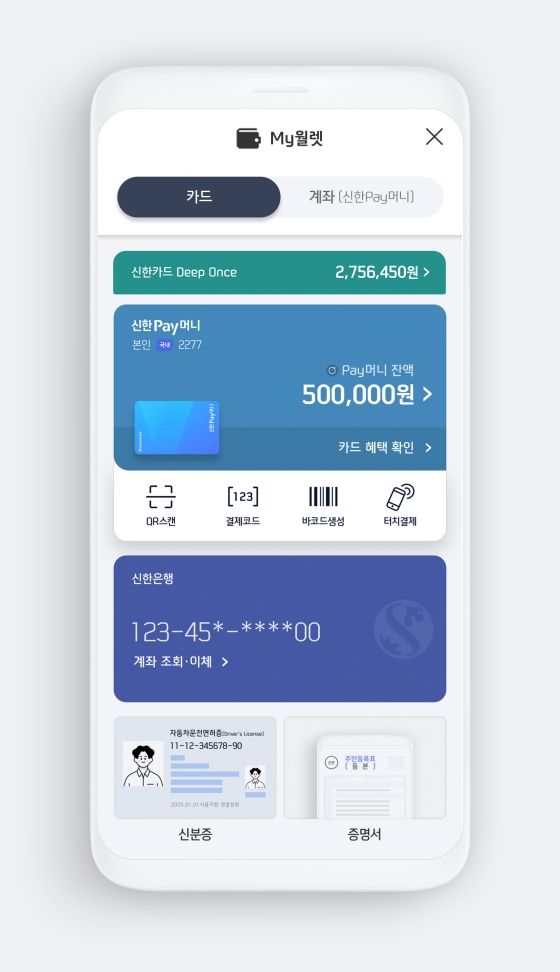 신한카드 '마이월렛' 이용 화면ⓒ신한카드