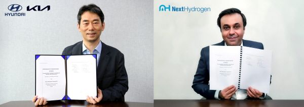 오재혁 현대차·기아 에너지신사업추진실 상무(왼쪽)와 라벨 아프자알 넥스트하이드로젠 CEO (오른쪽)ⓒ현대자동차그룹