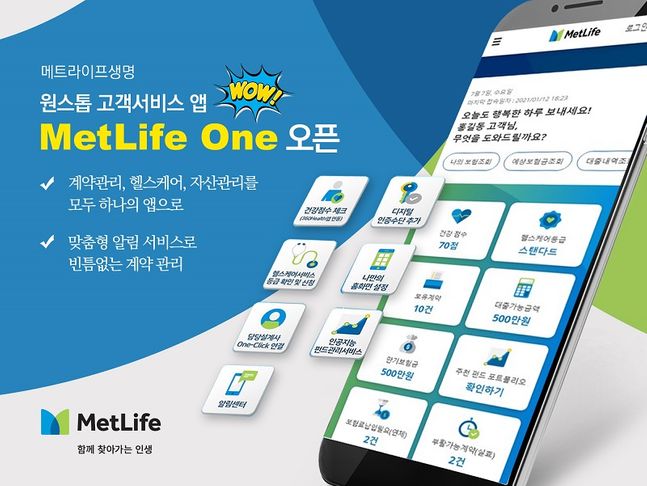 메트라이프생명은 기존의 분산된 다양한 디지털 서비스를 통합한 고객서비스 앱 ‘MetLife One’을 오픈했다. ⓒ메트라이프생명