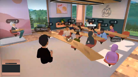 7일 오전 메타의 가상현실(VR) 소셜 플랫폼 '호라이즌 워크룸'에서 진행된 VR 아트 미디어 쇼케이스 현장ⓒ메타