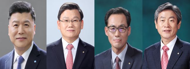 (사진 왼쪽부터)권광석 우리은행장, 이원덕 우리금융지주 총괄부사장, 김정기 우리카드 사장, 박화재 우리은행 집행부행장.ⓒ우리금융지주