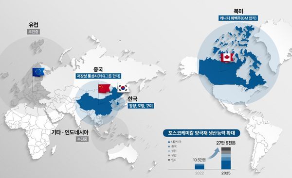 포스코케미칼 양극재 글로벌 생산거점 현황.ⓒ포스코케미칼