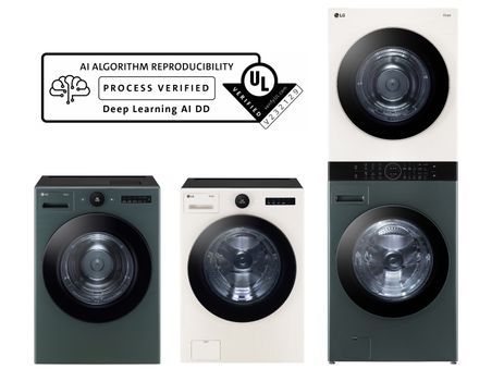 인공지능 DD(Direct Drive) 기술이 탑재된 LG 트롬 건조기·세탁기·워시타워.ⓒLG전자