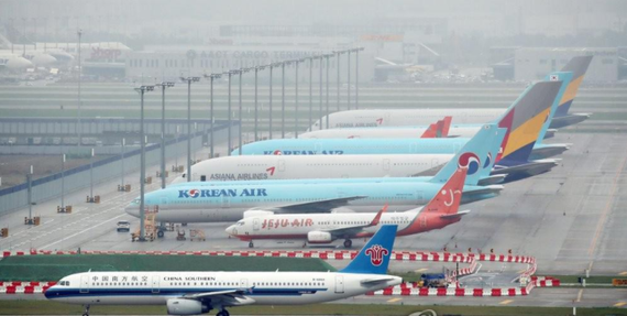 인천국제공항에 항공기들이 줄지어 서있다.ⓒ연합뉴스