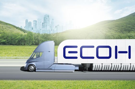 현대글로비스 친환경 브랜드 에코(ECHO)를 적용한 수소 운반 트럭 이미지.ⓒ현대글로비스