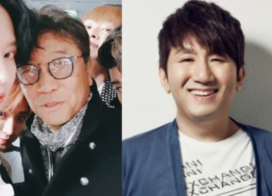 이수만 SM엔터테인먼트 총괄프로듀서(좌/사진=김희철 인스타), 방시혁 하이브 이사회 의장(우/사진=HIVE)ⓒ