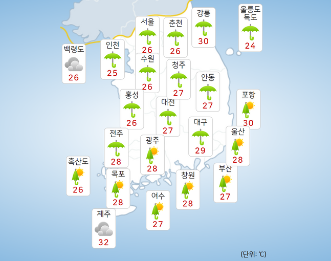 14일 전국 낮 최고기온ⓒ기상청