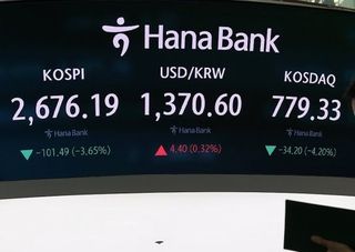 코스피, 두 달 만에 2700선 붕괴…외인·기관 매도에 3.65%↓