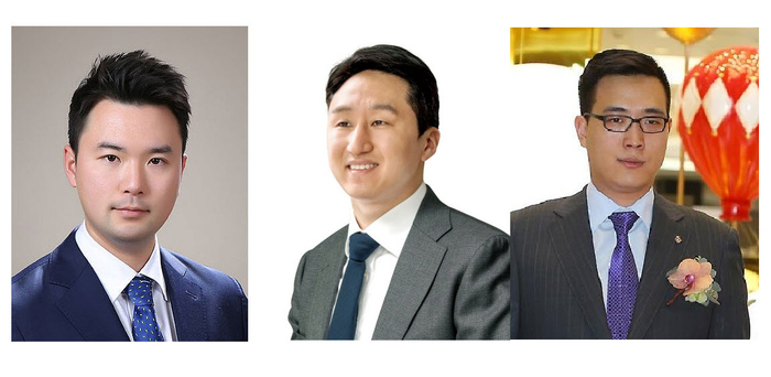 사진왼쪽부터 이규호 (주)코오롱 전략부문 대표이사 부회장, 정기선 HD현대 부회장, 김동선 한화갤러리아 전략본부장[제공=연합]