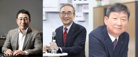 (왼쪽부터) 유영상 SK텔레콤 대표, 김영섭 KT 대표, 황현식 LG유플러스 대표. 각 사