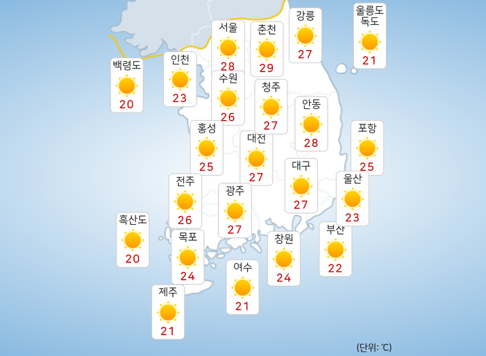 3일 낮 최고기온 [제공=기상청 날씨누리]