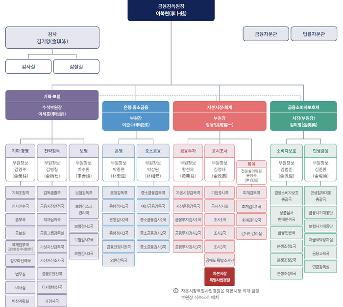 금융감독원 조직도 [제공=금융감독원 홈페이지]